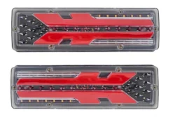 Par de Lanternas Traseiras LED Sequenciais 30 cm - KLX para Caminhão, Carreta e Trator