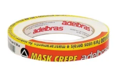 Fita Crepe Adelbras 18mm x 50m – Pacote com 5 Rolos para Mascaramento e Uso Geral