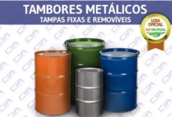 Tambor Metálico 200 Litros Tampa Fixa e Removível – Homologado UN/Inmetro