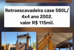 Retroescavadeira Case 580L 4x4 Ano 2002 - Seabra/BA