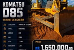 Trator de Esteira Komatsu D85 Ano 2024 – Revisado, 4.841 Horas, Pronto para Operar