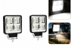 Kit 2 Faróis de LED Quadrado 192W 64 LEDs com Suporte Ajustável