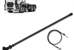 Antena Universal de Teto e Paralama 40cm - Haste Flexível Base Preta para Caminhões, Ônibus e Vans